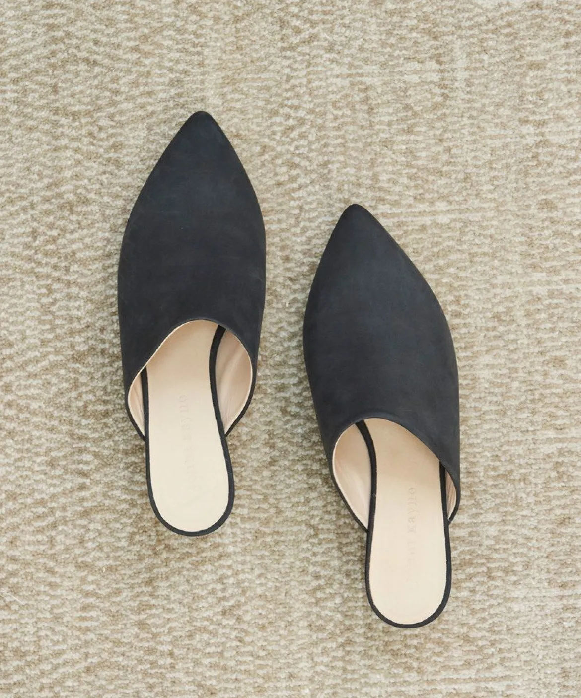 Jenni Kayne Oiled Leather Kitten Heel Mule Black Clearance