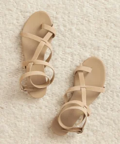 Jenni Kayne Oiled Leather Strappy Sandal Dark Sand New