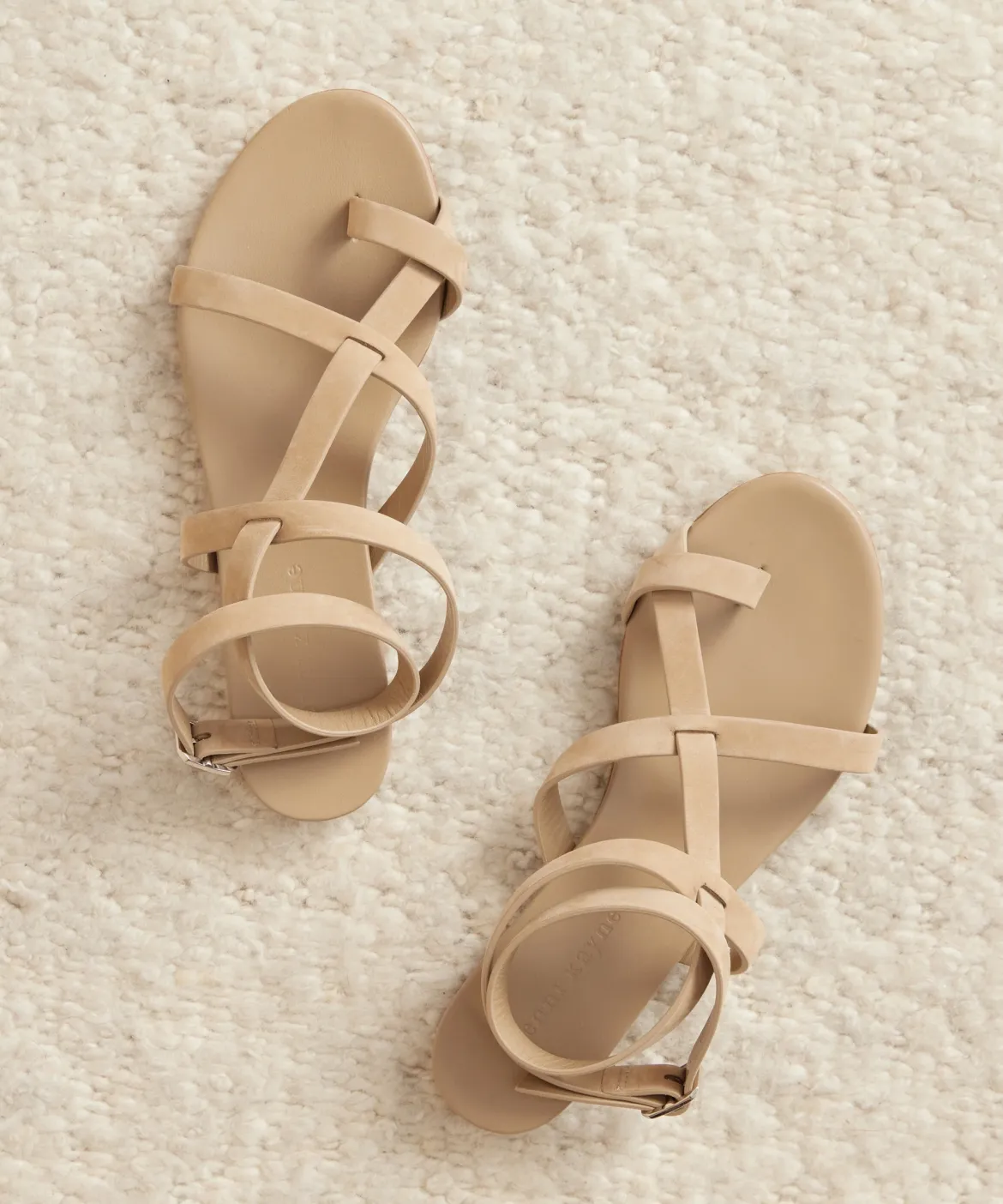 Jenni Kayne Oiled Leather Strappy Sandal Dark Sand New