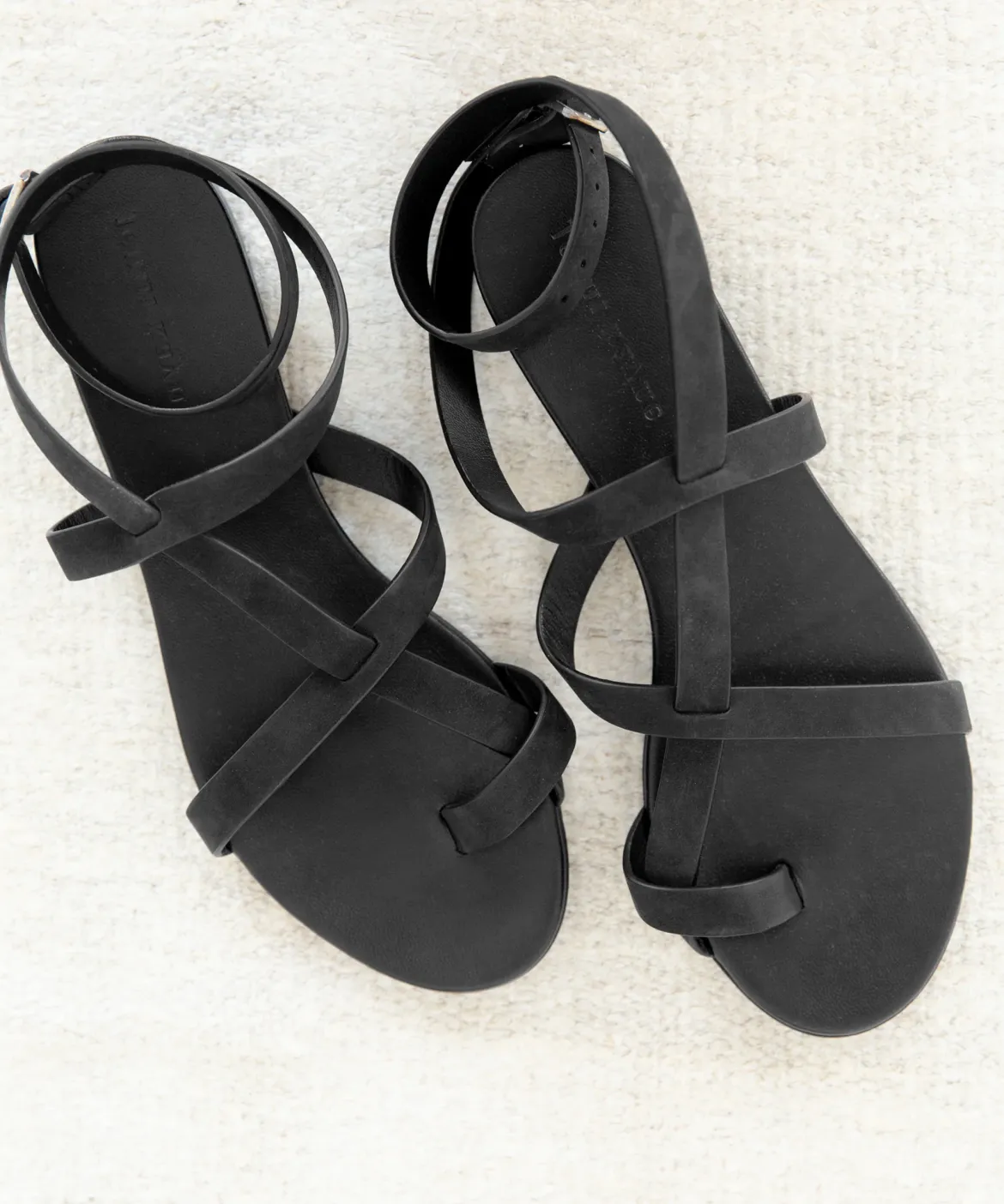 Jenni Kayne Oiled Leather Strappy Sandal Black Fashion