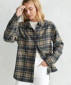 Jenni Kayne O'Keeffe Overshirt Charcoal Plaid Sale