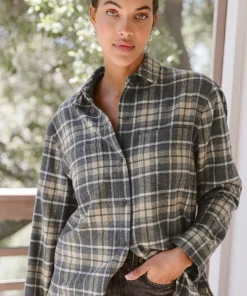 Jenni Kayne O'Keeffe Overshirt Charcoal Plaid Sale