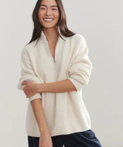 Jenni Kayne Oversized Half Zip Ivory Discount