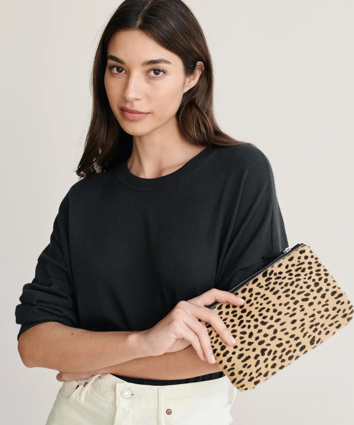 Jenni Kayne Pony Hair Zip Pouch Cheetah Clearance