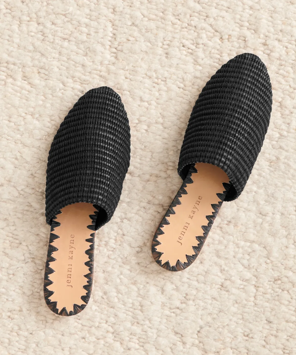 Jenni Kayne Raffia Mule Black Outlet
