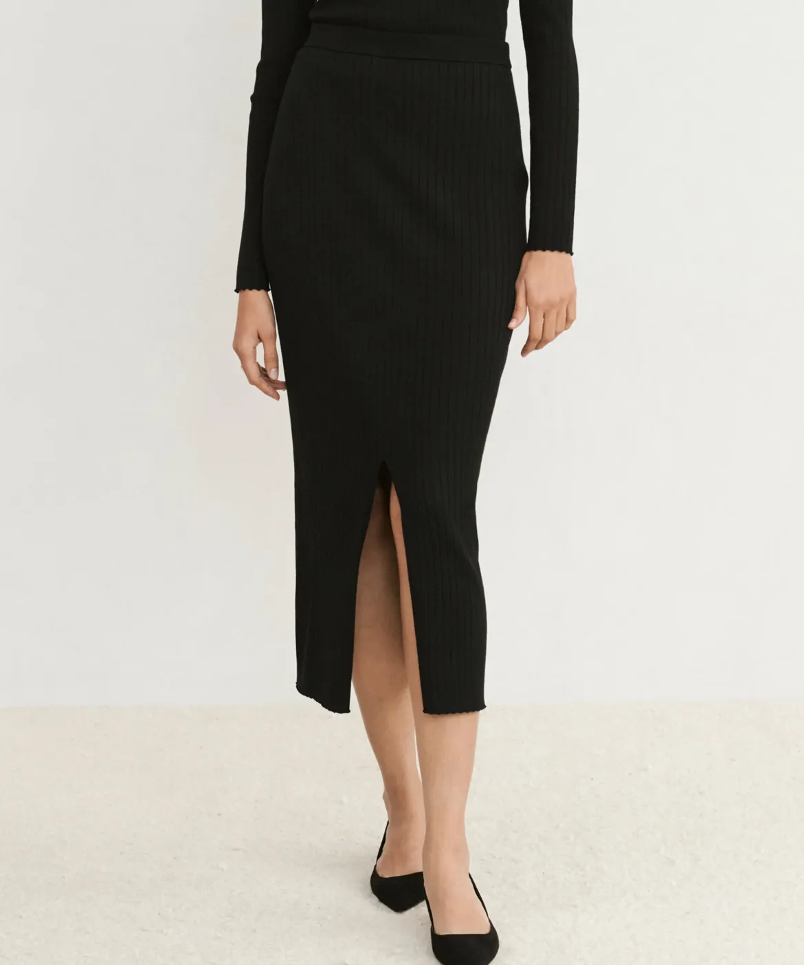 Jenni Kayne Ribbed Skirt Black Outlet