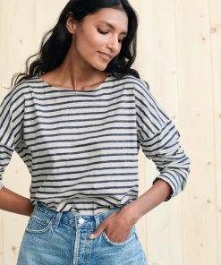 Jenni Kayne Rue Drop Shoulder Tee Navy Stripe Outlet