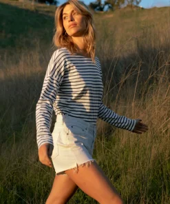 Jenni Kayne Rue Drop Shoulder Tee Navy Stripe Outlet