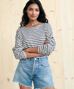 Jenni Kayne Rue Drop Shoulder Tee Navy Stripe Outlet