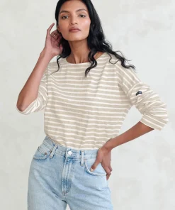 Jenni Kayne Rue Drop Shoulder Tee Oatmeal Stripe Fashion