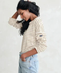 Jenni Kayne Rue Drop Shoulder Tee Oatmeal Stripe Fashion