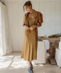 Jenni Kayne Satin Slip Dress Bronze Sale