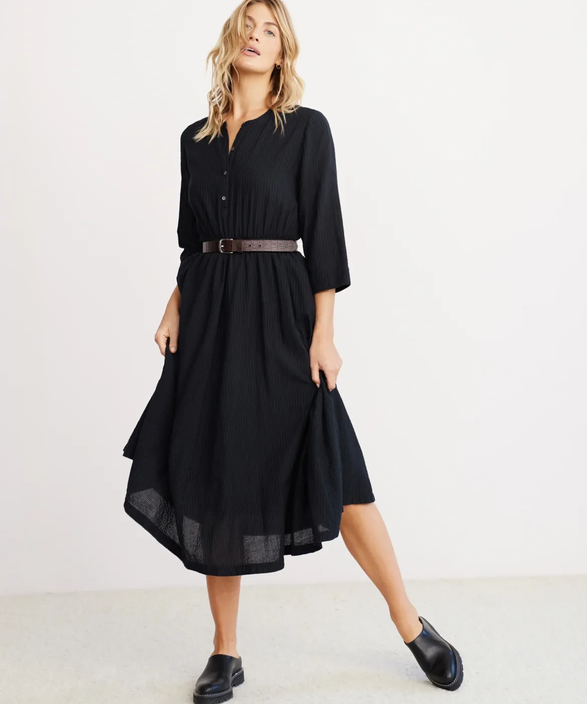 Jenni Kayne Seersucker Shirt Dress Black Best