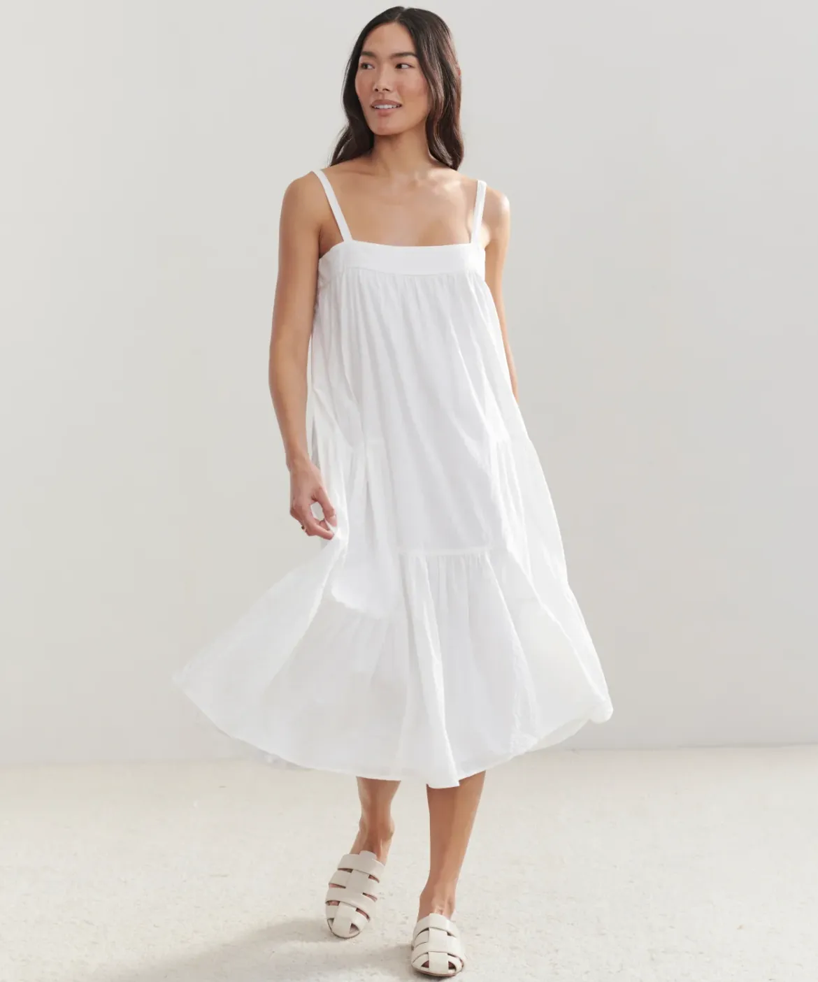 Jenni Kayne Seersucker Summer Dress Ivory Clearance
