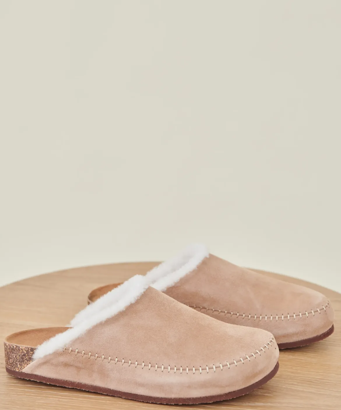 Jenni Kayne Shearling-Lined Moc Clog Natural New