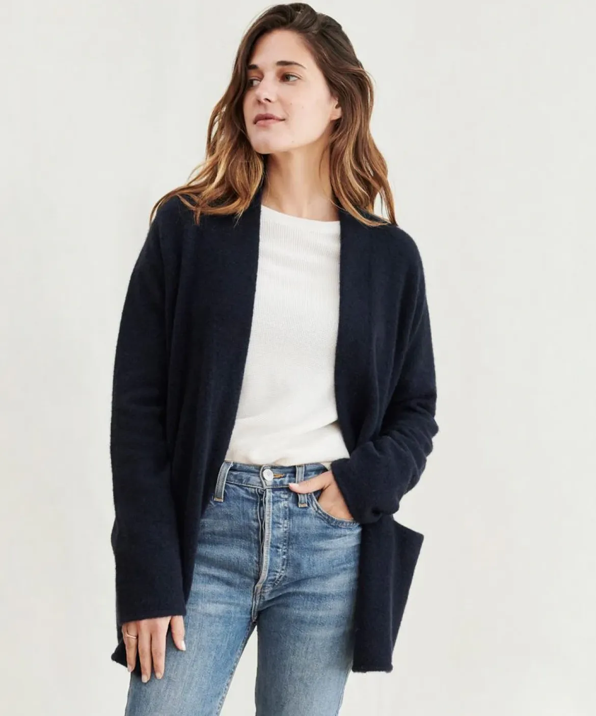 Jenni Kayne Short Sweater Coat Navy Best
