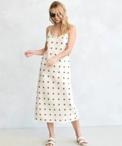 Jenni Kayne Slip Dress Caramel Dot Fashion
