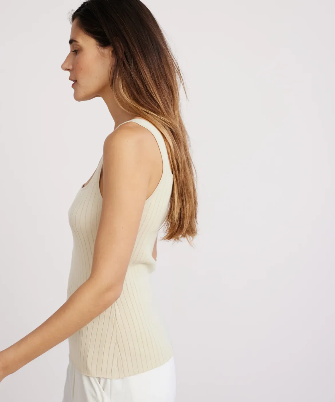 Jenni Kayne Square Rib Tank Cream Best