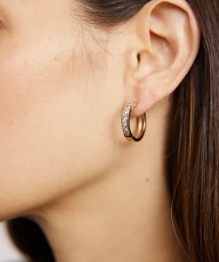 Jenni Kayne Stevie Grey Diamond Hoops Gold Hot