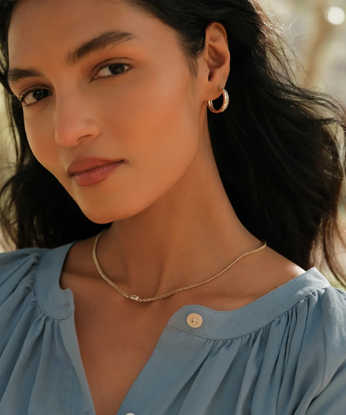 Jenni Kayne Stevie Grey Diamond Hoops Gold Hot