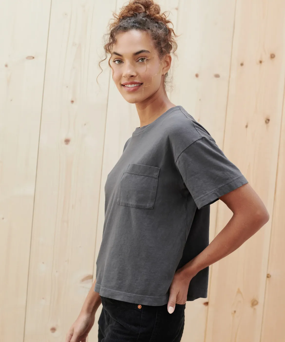 Jenni Kayne Vintage Pocket Tee Charcoal Outlet