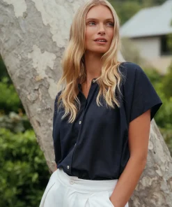 Jenni Kayne Willow Blouse Navy Outlet