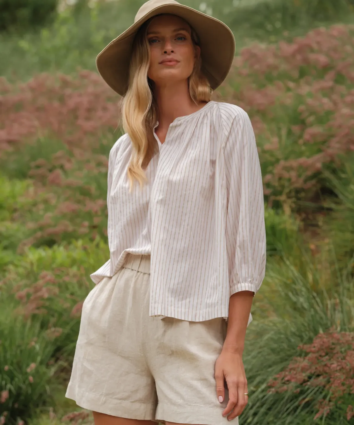 Jenni Kayne Willow Blouse Putty Stripe Sale