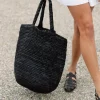 Jenni Kayne Woven Raffia Tote Black Fashion