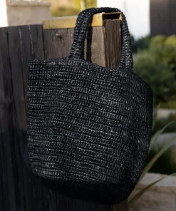 Jenni Kayne Woven Raffia Tote Black Fashion